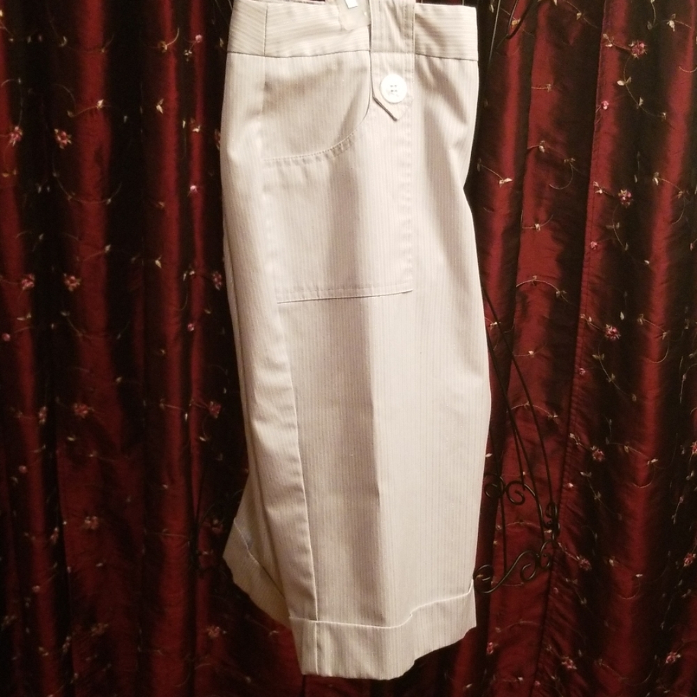 Silver and White Pin Stripe Cargo Shorts